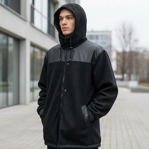 Vintage Illusion Black Reversible Waterproof Hooded Jacket Men's‎ Size 3XL NEW